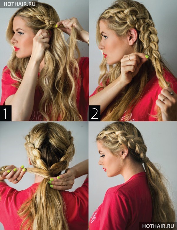 домашняя прическа на длинных волосах