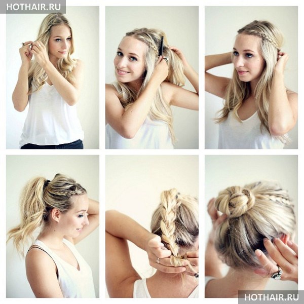 домашняя прическа на длинных волосах