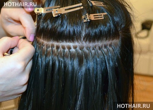 процесс наращивания волос