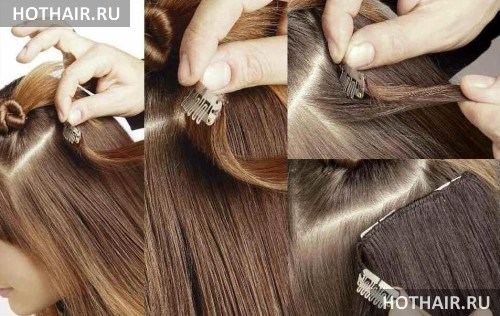 наращивание волос клипсами
