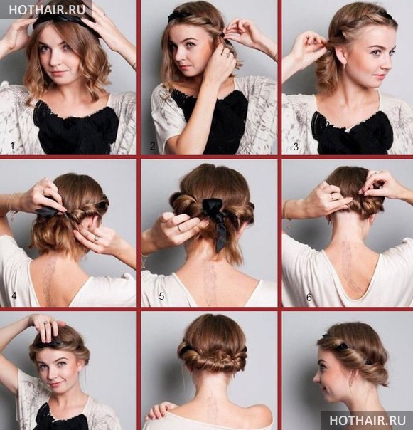 Прически с повязкой на голове длинные волосы