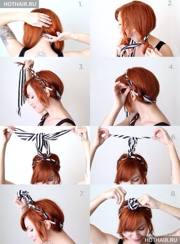 Прически с повязкой на голове длинные волосы