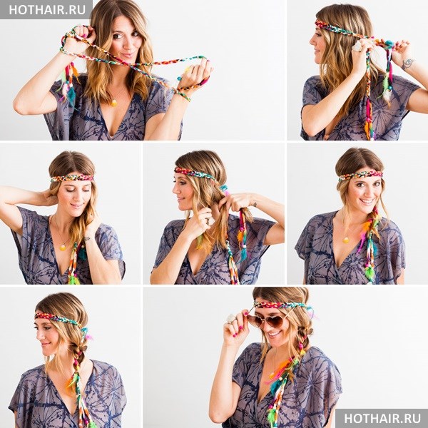 Прически с повязкой на голове длинные волосы