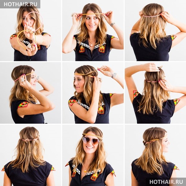 Прически с повязкой на голове длинные волосы