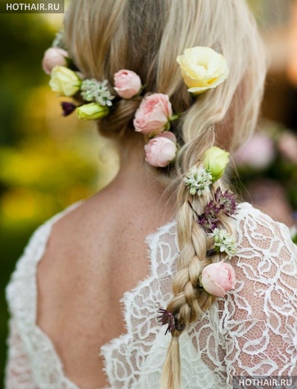 свадебная прическа с косой