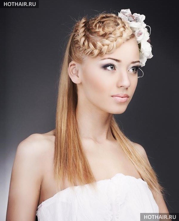 свадебная прическа с косой