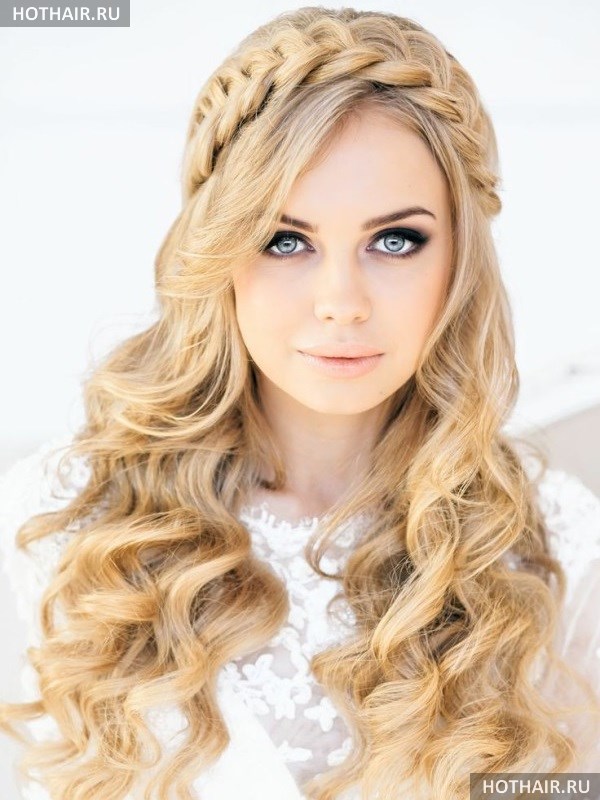 свадебная прическа с косой