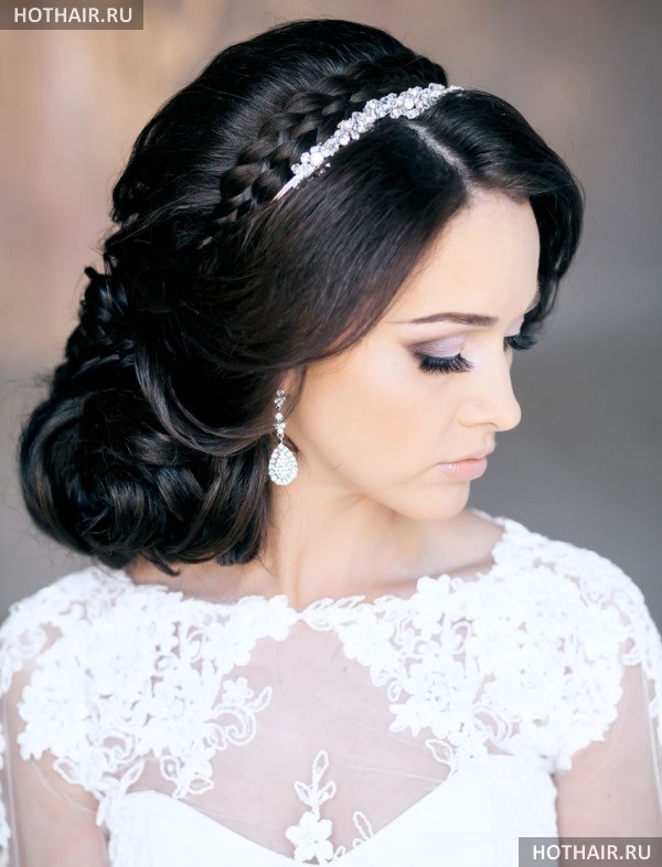 свадебная прическа с косой