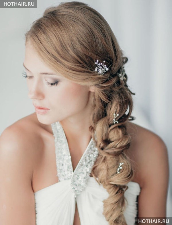 свадебная прическа с косой
