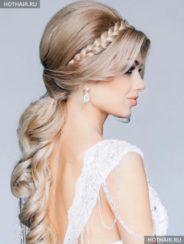 свадебная прическа с косой