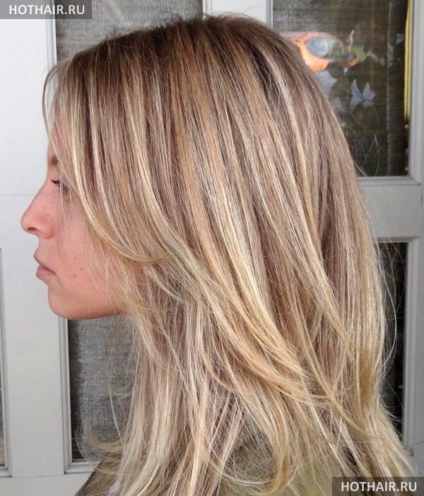 калифорнийское мелирование на русые волосы