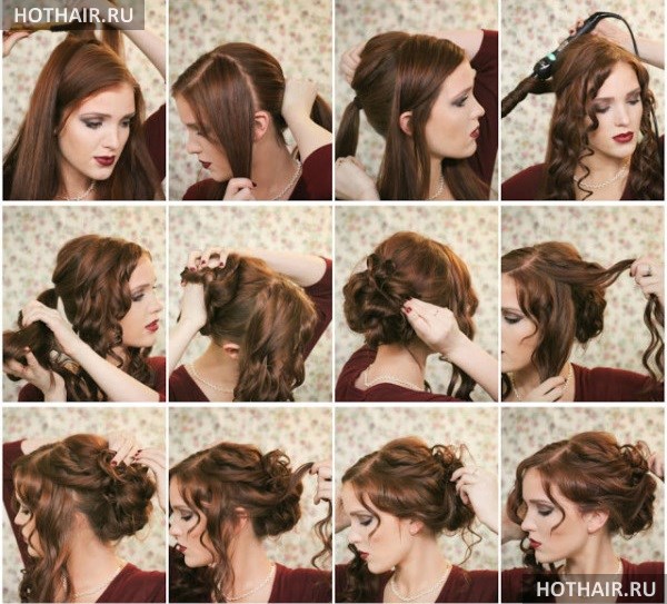 прическа на средние волосы
